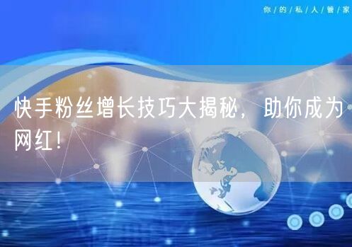 快手粉丝增长技巧大揭秘，助你成为网红！