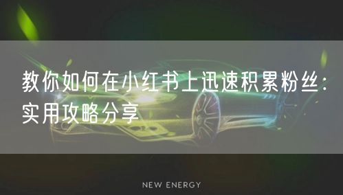 教你如何在小红书上迅速积累粉丝：实用攻略分享