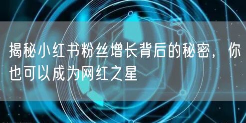揭秘小红书粉丝增长背后的秘密，你也可以成为网红之星